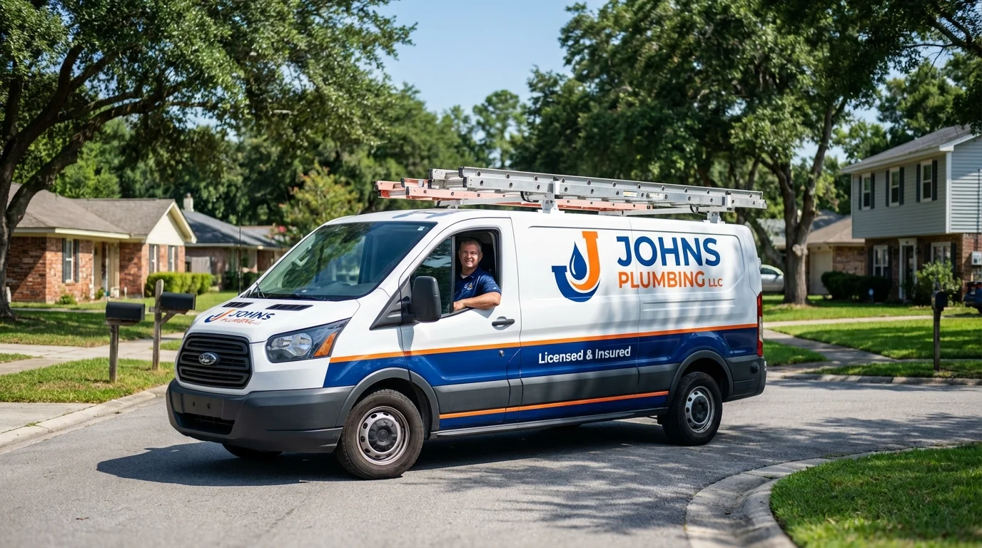 Johns Plumbing LLC service van in West New York, NJ