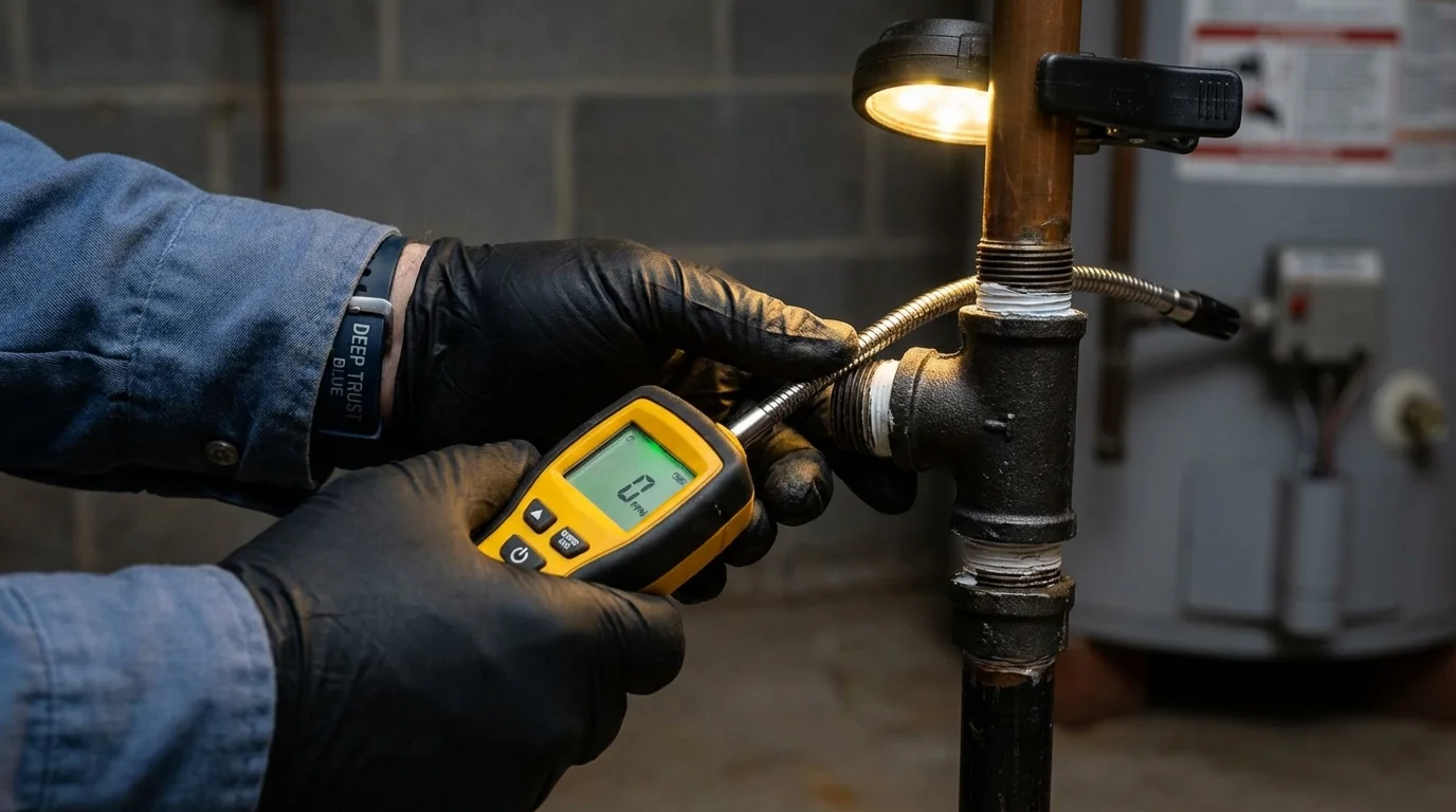 Gas leak detection with electronic sniffer by Johns Plumbing LLC in West New York