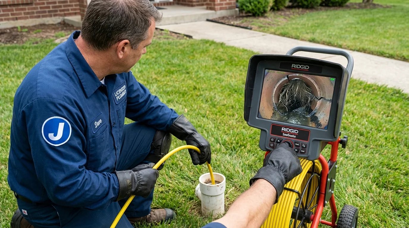 Sewer camera inspection being performed by Johns Plumbing LLC in West New York