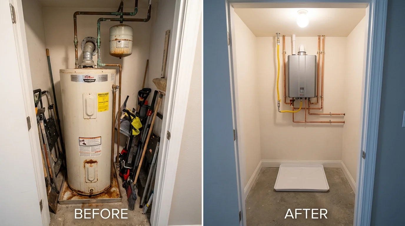 Tank water heater versus wall-mounted tankless unit comparison for West New York, NJ homeowners